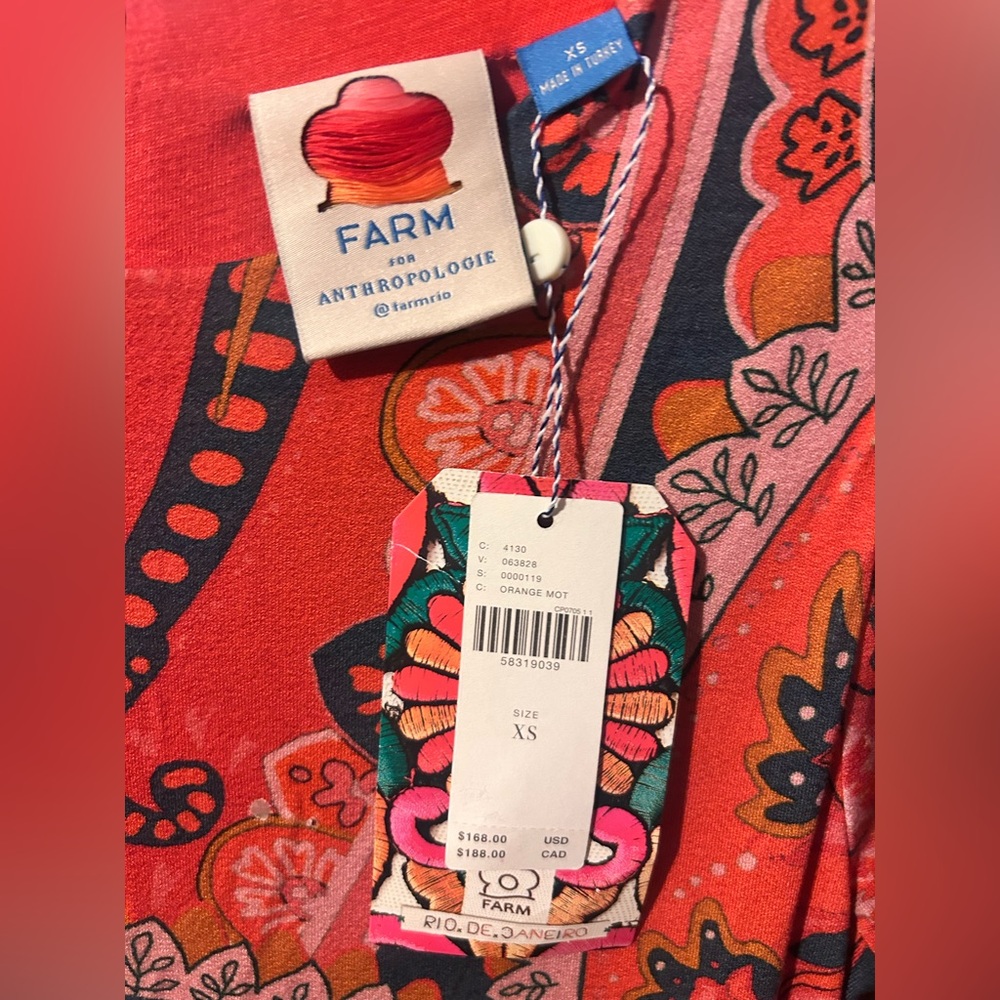 FARM Rio Orange and Blue Patterned Midi Dress - Picture 8 of 13